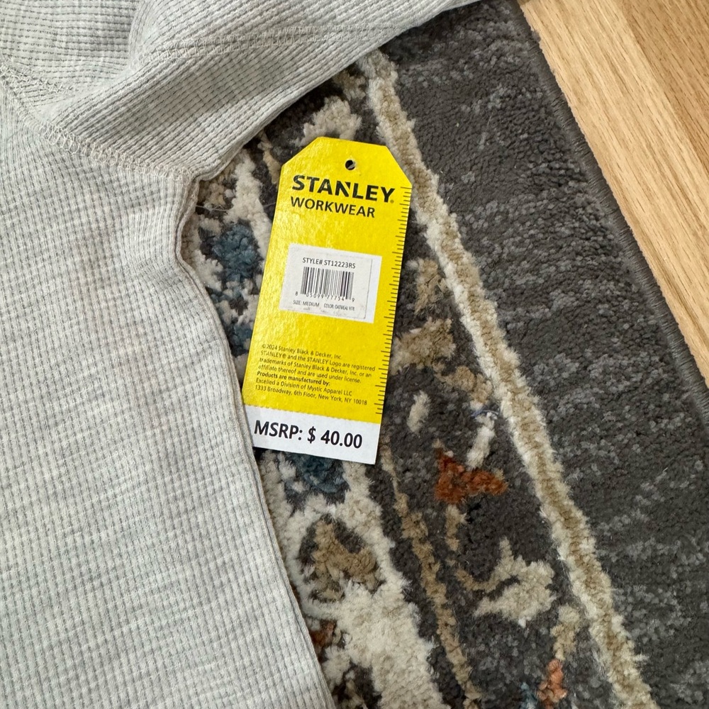 NWT‎ Stanley Men PullOver Oatmeal Shirt Sz M 1/4 Button Henley Long Sleeve - Picture 5 of 8